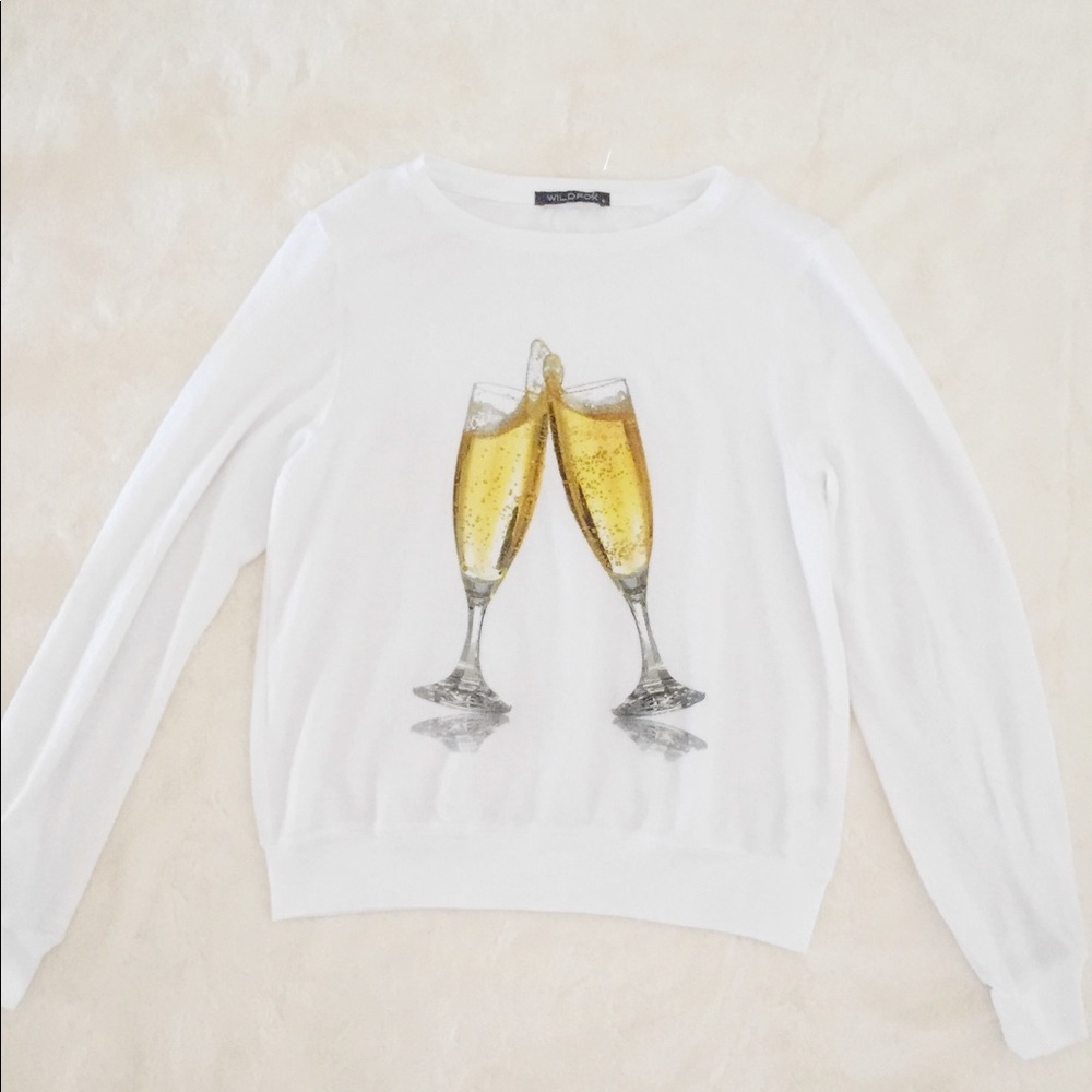 WILDFOX Champagne 🥂 White Plush Jumper Bridal